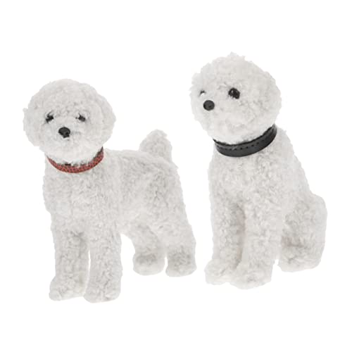 SOPOTUTU 2 Stück Simulationswelpe für kinderspielzeug weihachtsgeschenk weihnsgeschenke weihnachsgeschenke Hundeschmuck Hundefigur Cartoon Plüschspielzeug Plastik Weiß von SOPOTUTU