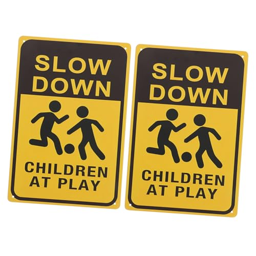 SOPOTUTU 2 Stück Spielwarnschild aus Reflektierend Wetterfest für Straßen Nachbarschaft Garten und Rasen Einfache Montage Fördert Verkehrssicherheit und Vorsicht bei Spielenden Kindern von SOPOTUTU