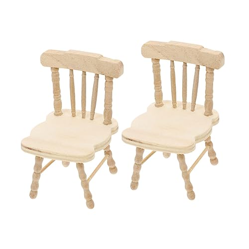 SOPOTUTU 2 Stück Stuhlform für kinderspielzeug spielzeuge Desk Decoration Miniaturstuhl Holzstuhlmodell Mini-Stuhl-Modelle Mikroszenenverzierung hölzern Light Brown von SOPOTUTU