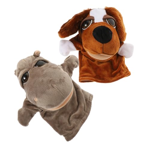 SOPOTUTU 2 Stück Teiliges Interaktive Tierhandpuppen aus Weichem Plüsch mit Bewegbarem Mund Cartoon Tiermodell für Puppentheater und Frühkindliche Bildung Geeignet für Eltern Junge von SOPOTUTU