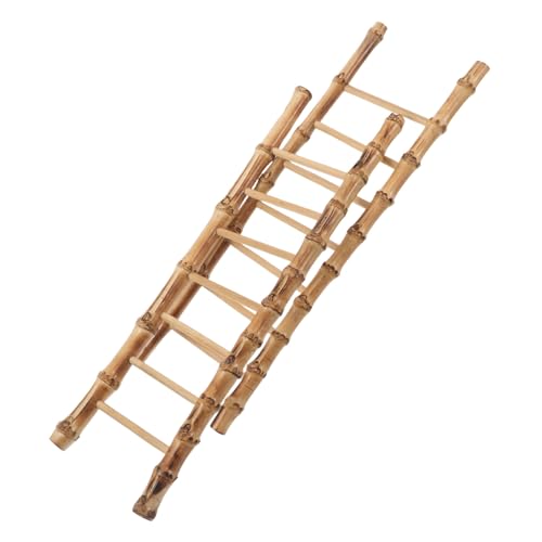 SOPOTUTU 2 Stück Teiliges Mini Bambusleiter Set Vintage Stil Kleine Puppenhaus Möbel Dekorative Miniaturleiter für DIY Gartenlandschaft Platzsparendes Detailreiches Modell für Puppenmöbel von SOPOTUTU
