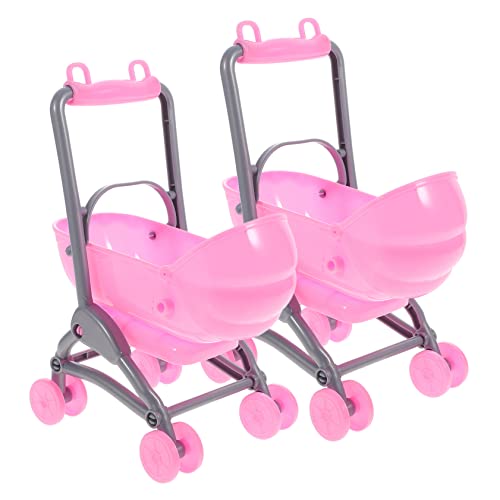SOPOTUTU 2 Stück Teiliges Miniatur Kinderwagen Realistische Kunststoff Babywagen Modelle Pädagogisches Rollenspiel für Geburtstags und Kindertagsgeschenk von SOPOTUTU