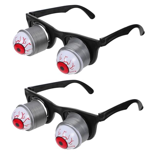 SOPOTUTU 2 Stück Tricky Augapfel Brille mit Federnden Glubschaugen Lustige Streichbrille für Halloween Party Cosplay Bühnenperformance und Gruselige Verkleidungsspiele von SOPOTUTU