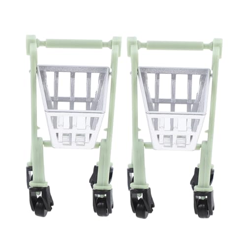 SOPOTUTU 2 Stück Trolley-Modell Miniatur Desktop winzig Blau mini einkaufswagen Kleiner Einkaufswagen Schreibtisch-Einkaufswagen- Kunststoff Light Green von SOPOTUTU