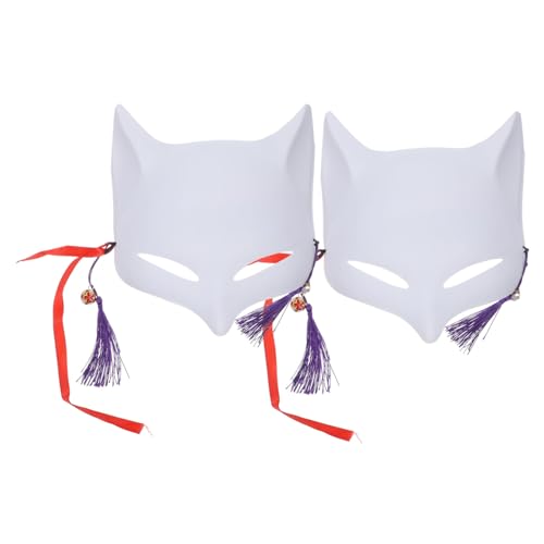 SOPOTUTU 2 Stück Weiße DIY Fuchs PVC Maske zum Bemalen Unbemalte Tiermaske für Karneval Maskerade Party Handwerkliche Bastelmaske für Erwachsene Kreative Faschingsmaske von SOPOTUTU
