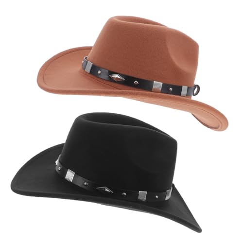 SOPOTUTU 2 Stück Western-cowboyhüte: Western-cowgirlhüte Mit Breiter Krempe, Fedora-kappe Mit Gürtelschnalle Für Männer Und Frauen, Halloween-kostümparty-zubehör SOPOTUTU 2 Stück Western-cowboyhüte: Western-cowgirlhüte Mit Breiter Krempe, Fedora-kappe Mit Gürtelschnalle Für Männer Und Frauen, Halloween-kostümparty-zubehör von SOPOTUTU