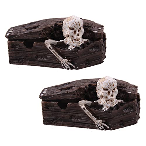 SOPOTUTU 2 Stücke Harz Deko Schädel Aquarium Dekoration Vivid Resin Crafts Ornament für Fischbecken Langlebig und Farbecht für Aquarienlandschaften und Desktop Dekoration von SOPOTUTU