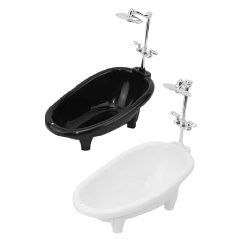 SOPOTUTU 2 Stücke Set Mini Badewanne Puppe Badezimmer Simulation Badewanne Zubehör 1/6 Möbel Badewanne Miniatur Badewanne Kunststoff von SOPOTUTU