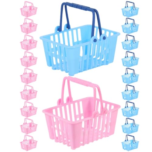 SOPOTUTU 20 Stück Mini Einkaufskorb Lebensmittelkorb Weide Schmale Leinengriffe Körbe Kleiner Gewebter Mini Picknickkorb Desktop Einkaufskorb Handkorb Mini Korb Kunststoff von SOPOTUTU