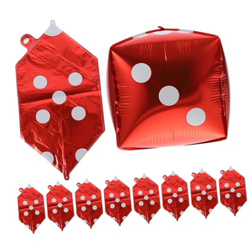 SOPOTUTU 20 Stück Würfel Luftballons aus Aluminiumfolie Kreative Würfel Ballons für Party Rote Deko Leichte Reißfeste Folienballons als Fotohintergrund und Spiel Atmosphäre von SOPOTUTU