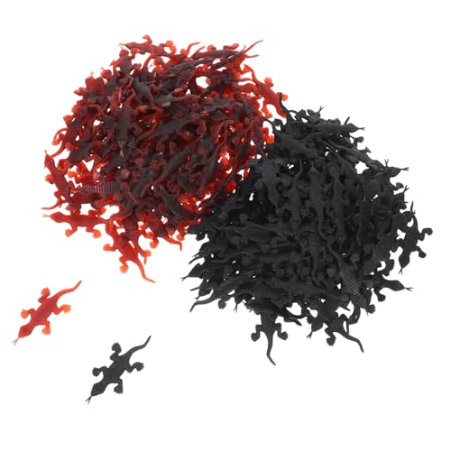 SOPOTUTU 200 Stück Eidechsen Deko Figuren Realistische PVC Gecko Modelle in Braun Schwarz Leicht Tragbare Lernspielzeuge Kuchen Topper und Party Geschenkideen von SOPOTUTU