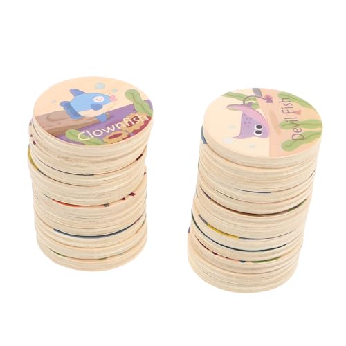 SOPOTUTU 24 Stück Marine Animal Memory Chess Tier-Memory-Spiel Kinderfiguren Erinnerungsspielzeug Passende Karten Meerestier Killerwal- Tiere Khaki Holz von SOPOTUTU