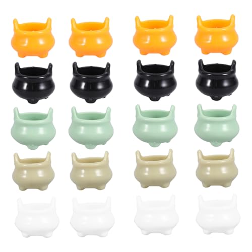 SOPOTUTU 24 Stück Mini Drinnen Dekorationen Party Klein Puppenhaus Winziger Kesseltopf Thema Fröhliches Halloween Sei Gruselig Rauchen Szene Ornament Kind Plastik von SOPOTUTU