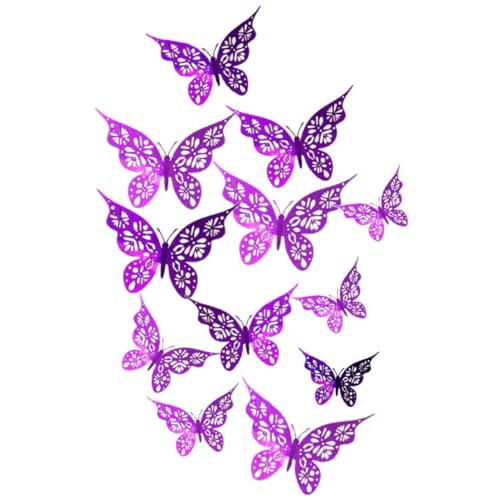 SOPOTUTU 24 Stück Schmetterlinge Wandsticker Teiliges Glitter Wanddeko Selbstklebend für Wohnzimmer Kinderzimmer Schlafzimmer Glatte Oberflächen Deko von SOPOTUTU