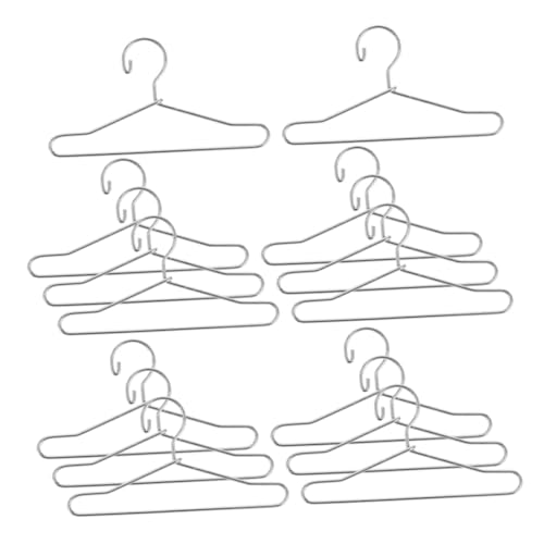 SOPOTUTU 25 Stück Teiliges Mini Kleiderbügel aus Metall Kleine Puppenbügel für Puppenkleidung Platzsparende Aufbewahrung Vielseitig für Puppenhaus Schule und Kindergarten Silberfarbene von SOPOTUTU