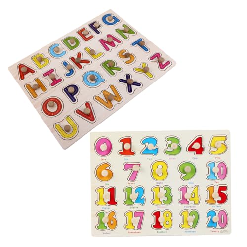 SOPOTUTU 2Er Set Vorschulspielzeug Babyspielzeug Puzzles Kleinkind Zahlenspielzeug Zahlenblock Große Zahlen Kleinkind Zahlenpuzzle Alphabet Lernspielzeug Formpuzzle Babypuzzle von SOPOTUTU