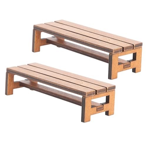 SOPOTUTU 2Stücke Holzbank Mini Bankmodell Für Puppenhaus Dekoration Für Mini Langlebige Möbel Für Wohnzimmer Esszimmer Und Schlafzimmer Details von SOPOTUTU
