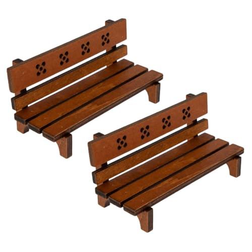 SOPOTUTU 2Stücke Parkbänke Aus Kreative Möbel Für Puppenhaus Und Mikrolandschaften Dekorative Mini Holzmöbel Vintage Farbe von SOPOTUTU
