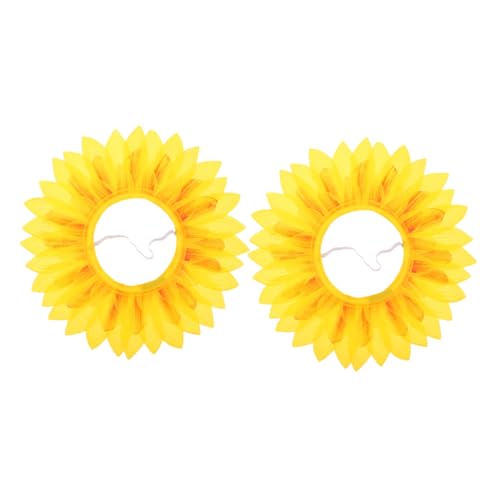 SOPOTUTU 2pcs Niedliche Sonnenblumen Kopfbedeckung Für Kinder Easy Wear Für Kindergarten Im Freien Partys Cosplay Weiche Handgefertigte Blumenkopfdekoration Foto Requisiten von SOPOTUTU