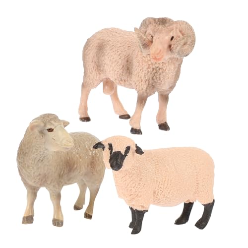 SOPOTUTU 3 STÜCKE Teiliges Schaf Modell Realistische Tierfiguren aus Sicherem Material für Kreative Dekoration Pädagogisches für Home School Einsatz von SOPOTUTU