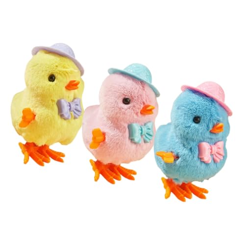 SOPOTUTU 3 Stück Aufziehküken für Niedliche Bunte Wind Up Hühner aus Weichem Material Sprunghafte Partyspielzeuge für Ostern und Feiertage von SOPOTUTU