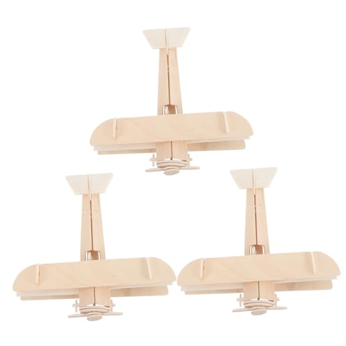 SOPOTUTU 3 Stück DIY Flugzeugmodell Bausatz Teilig aus Holz für Pädagogisches Puzzle zum Zusammenbauen und Bemalen Fördert Kreativität Hand Augen Koordination und Fantasie Detailgetreues von SOPOTUTU