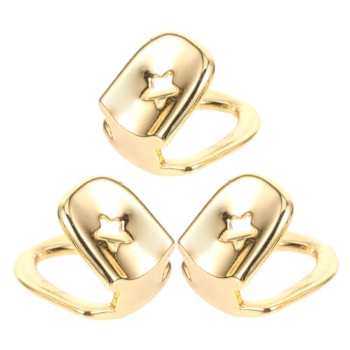 SOPOTUTU 3 Stück Goldene Hip Hop Zahnkappe Einzeln Leicht Passgenau Für Cosplay Party Halloween Mundschmuck Zubehör von SOPOTUTU