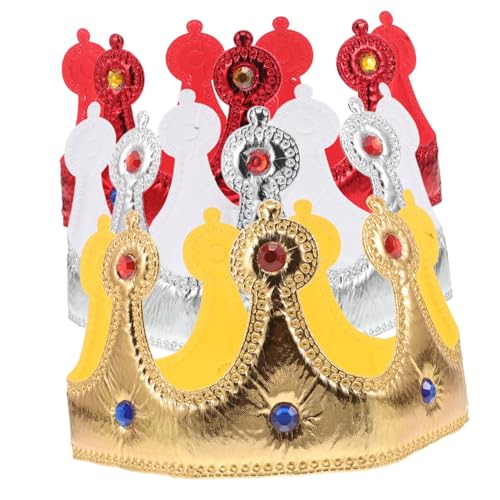 SOPOTUTU 3 Stück Kinderkostüm Krone Verstellbar Weiche Stoffkrone für Jungen und Mädchen Vielseitig Einsetzbar als Geburtstagskrone Foto-requisite Mittelalterlicher Königshut in Bunten von SOPOTUTU