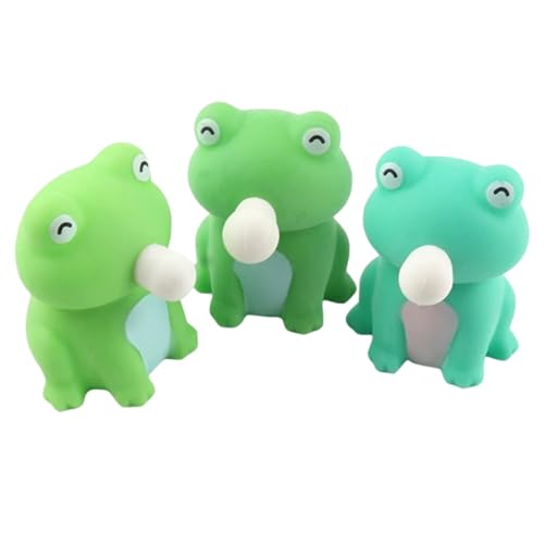 SOPOTUTU 3 Stück Mini Frosch Stressspielzeug Realistische Squeeze Toys zur Druckentlastung Tragbar für Hand Fingerübungen und Stressabbau bei Kindern Jugendlichen und Erwachsenen von SOPOTUTU