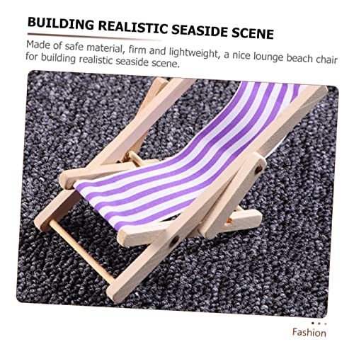 SOPOTUTU 3 Stück Miniatur Holz Strandstuhl Teiliges Stabile Farbbeständige Puppenhaus Deko Rot und Blau Handliche Mini Liegestühle für Kreative Landschafts und Stranddekoration von SOPOTUTU