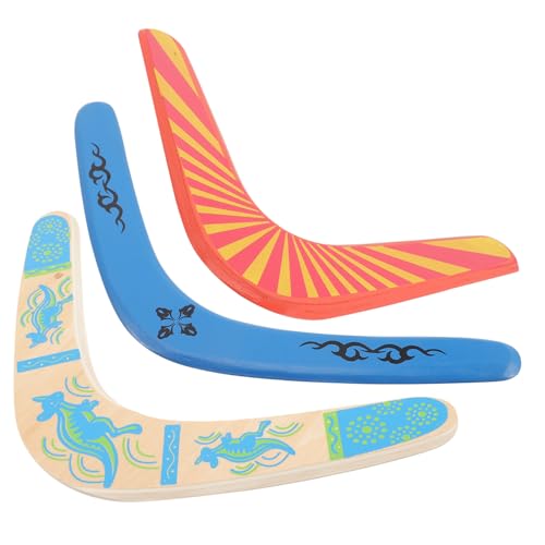 SOPOTUTU 3 Stück Teiliges Holz Boomerang Bunte Outdoor Wurf Fangspielzeuge Robustes Sportspielzeug für Spaß im Garten und Park von SOPOTUTU