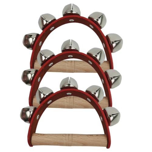 SOPOTUTU 3 Stück Teiliges Holzhandtrommel Kreativem Tamburin und Tragbarer Handglocke Rhythmisches Musikinstrument für Musikspielzeug für Junge Mädchen und Jungen Ab Jahren von SOPOTUTU