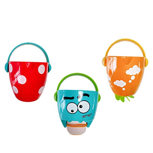 SOPOTUTU 3 Stück Teiliges Kleiner Wassereimer mit Sprühfunktion Cartoon Design Badewannenspielzeug Pädagogisch Geeignet für Jungen und Mädchen von SOPOTUTU