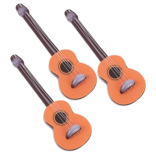 SOPOTUTU 3 Stück Teiliges Mini Gitarrenmodell Realistische Puppenhaus Dekoration Detaillierte Vintage Holzoptik Kreative Miniatur Musikinstrumente für Mini Landschaften und von SOPOTUTU