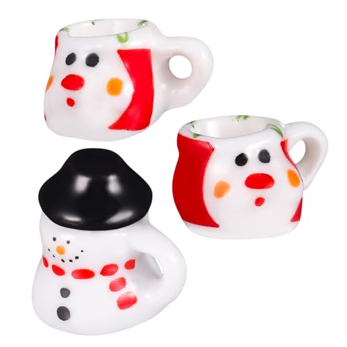 SOPOTUTU 3 Stück Teiliges Mini Keramik Weihnachtsspielzeug Set Cartoon Teetassen Dekoration Langlebig Niedlich Weihnachtsdeko für Zuhause Büro Wohnzimmer Kinderzimmer von SOPOTUTU