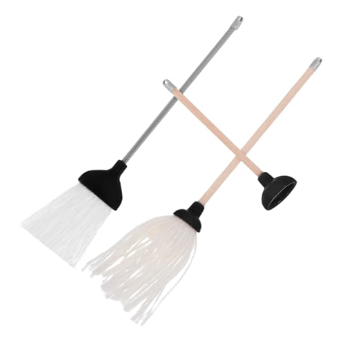 SOPOTUTU 3 Stück Teiliges Mini Reinigungsset für Puppenhäuser Detaillierter Mop Besen und Toilettenreinigungswerkzeug Realistische Miniatur Badezimmeraccessoires für Kreatives Rollenspiel von SOPOTUTU