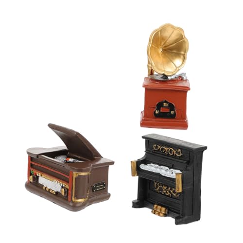 SOPOTUTU 3 Stück Teiliges Mini Retro Klavier aus Umweltfreundlichem Harz Realistische Miniatur Dekoration für Wohnzimmer Stilvolle Vintage Tischdeko als Geschenk und Fotohintergrund von SOPOTUTU