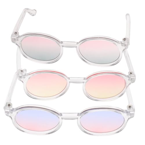 SOPOTUTU 3 Stück Teiliges Puppenbrillen Sonnenbrille in Pastellfarben Leichte Puppenbrillen für DIY kostümzubehör und Foto Requisiten Geeignet für Puppen Kleidung und Kreative von SOPOTUTU