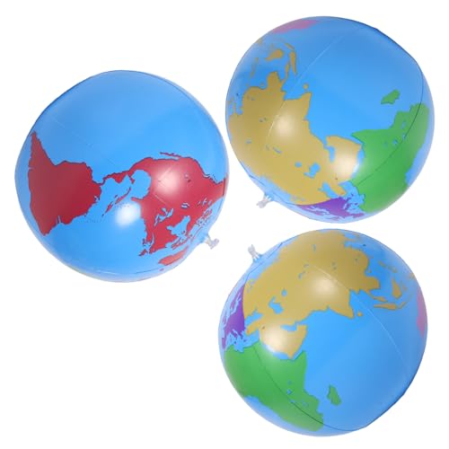 SOPOTUTU 3 Stück aufblasbarer Ball Strandball Strandspielzeug für Mädchen Kleinkind- aufblasbare erdkugel Globe Toy Kugel aufblasen Künstlicher Blowball große Plastikkugeln PVC von SOPOTUTU