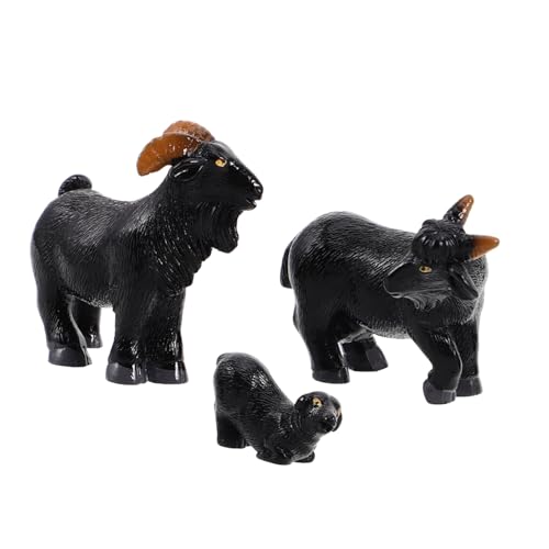 SOPOTUTU 3 Stück schwarzes Ziegenmodell Schwarze Ziegenfigur Tiermodell Ziegen Mini Ziegen für Garten Ziegen Dekoartikel Dekorative Ziegen Mini-Einhornfiguren Positive Schafe Harz Black von SOPOTUTU