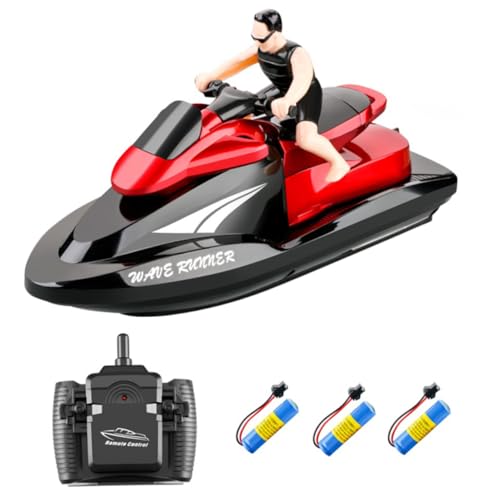 SOPOTUTU 3 Stücke Schnelles Rc Boot mit Batterien Wasserdichtes Ferngesteuertes Motorboot für Pools und Seen Hochgeschwindigkeitsboot mit Leistungsstarker Dual Motor Technologie von SOPOTUTU