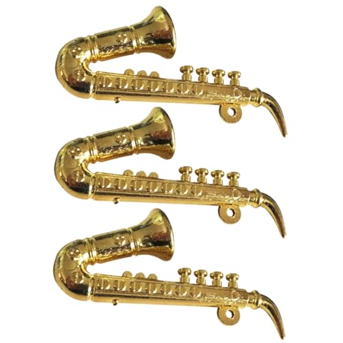 SOPOTUTU 3 Stücke Teiliges Miniatur Saxophon Puppenhaus Musikinstrumente Kunststoff Dekoration Kinderzimmer Leichte Langlebige Realistische Mini Instrumente für von SOPOTUTU