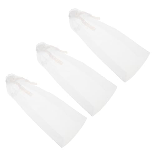 SOPOTUTU 3 Stücke Teiliges Puppen-hochzeitszubehör mit Feinem Tüll Spitzen-Schleier Wiederverwendbares Braut-Haarschmuck Accessoire für Puppen-kostüme und Kreative Rollenspiele von SOPOTUTU