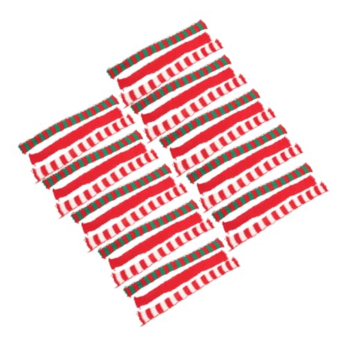 SOPOTUTU 30 Stück Teiliges Gestrickte Mini Schals aus Wollgarn Rot Weiß Grün Gestreift Flauschige Weihnachtsdeko für Puppen Mini Schneemänner und Kleine Spielzeuge Handgefertigte Party von SOPOTUTU