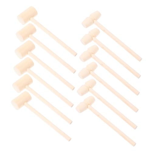 SOPOTUTU 30 Stück Teiliges Mini Holzhammer für Ergonomisch Natürlicher Hartholz Lernspielzeug für Präzise Motorik für Gruppen und Familienspiel Leichte Gelbe Ausführung von SOPOTUTU