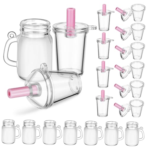 SOPOTUTU 30 Teiliges Mini Puppenhaus mit Kleinem Milchtee und Mini Bierbechern aus Kunststoff Winzige Puppentassen für Puppenhaus Zubehör und Miniatur Spielküche von SOPOTUTU