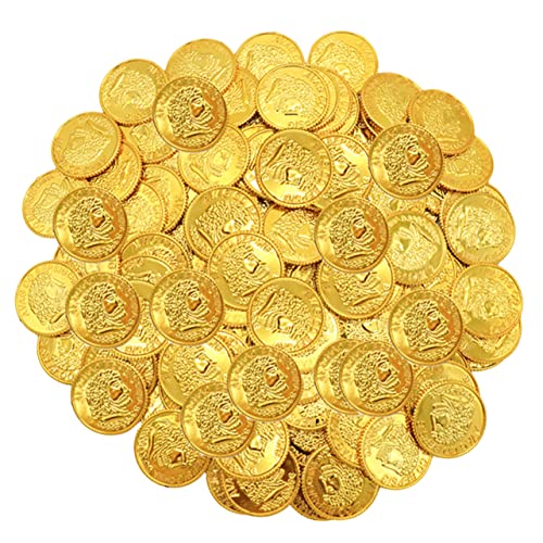SOPOTUTU 300 Stück Plastikspielzeugmünzen Piraten Piratenspielzeug Schatz Kinderspielzeug Dekorationen Massenspielzeug Piratenschmuck Piratenzubehör Tauchspielzeug Token Für Das von SOPOTUTU