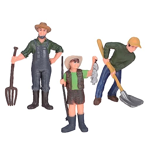 SOPOTUTU 3Stücke Lebensechte Landarbeiter Figuren Mini Menschen Puppenhaus Modelle aus Umweltfreundlichem für Kreativität und Praktischen Fähigkeiten von SOPOTUTU