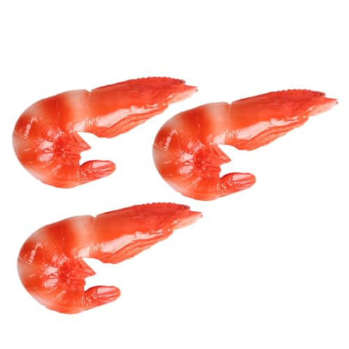 SOPOTUTU 3stücke PVC Simulation Garnelen Modell Kreative Geformt Künstliche Lebensmittel Garnelen Fleisch Spielzeug Für Küche Tisch von SOPOTUTU
