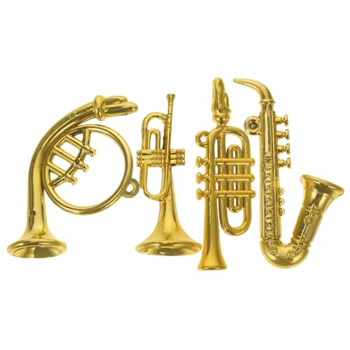 SOPOTUTU 4 . Teiliges Mini Musikinstrumentenmodell aus Kunststoff Detaillierte Miniatur Saxophone und Blasinstrumente Glänzende Oberfläche Handgefertigt Dekoratives Ornament und für von SOPOTUTU